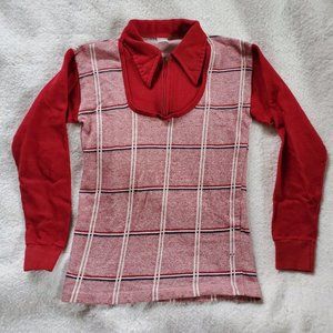 Vintage 1970's Donmoor Knit Washables 1/4" Zip Shirt, Sz 12, Made in USA